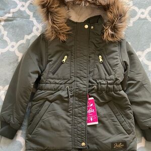 Justice Dark Green Parka with Gold Accents